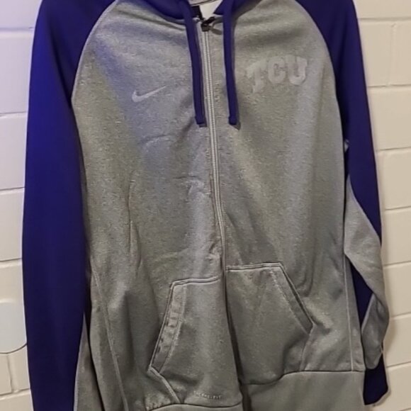 Nike Therma-Fit TCU Hoodie Jacket Large Silver & Purple Pre-Owned Vintage Sports - Picture 10 of 10